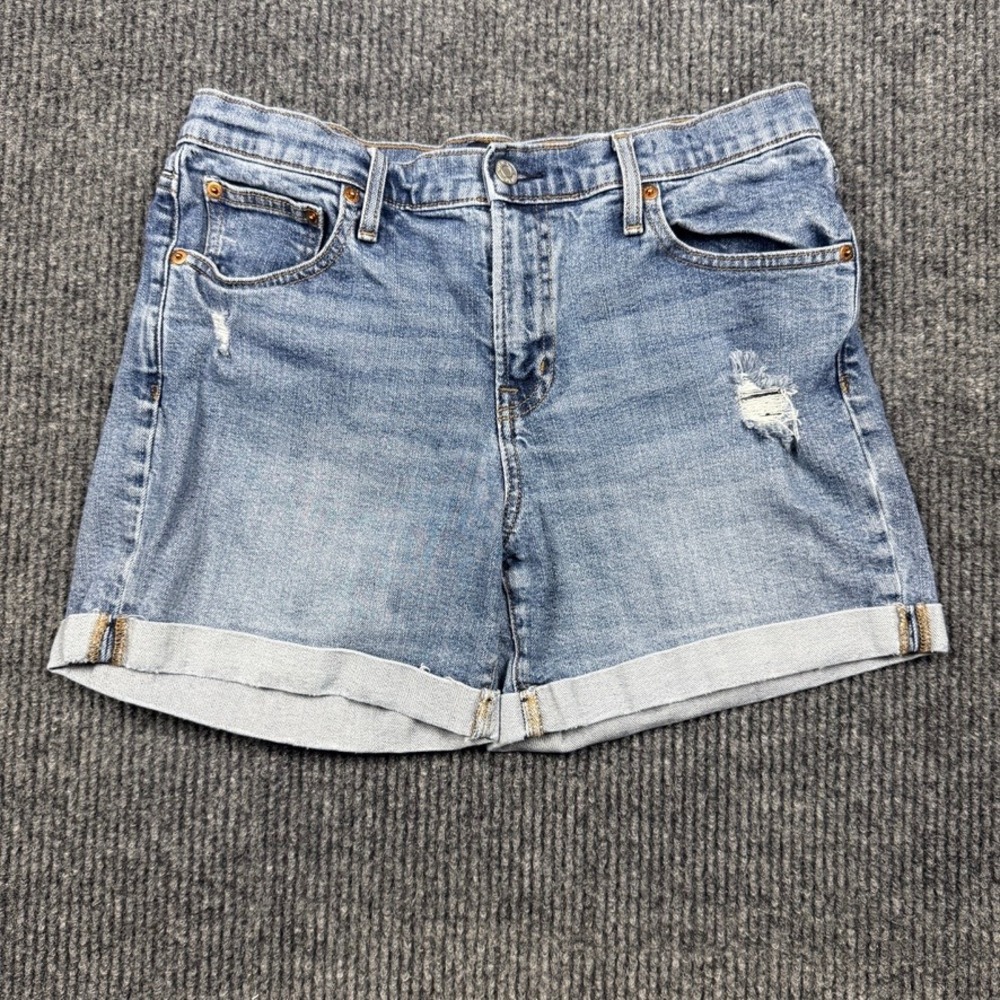 Gap Denim Womens Size 31 Distressed 5" Cuffed Jean Shorts Light Indigo 256556-00
